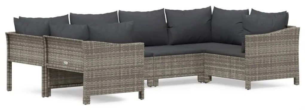 6 részes szürke polyrattan kerti ülőgarnitúra párnákkal