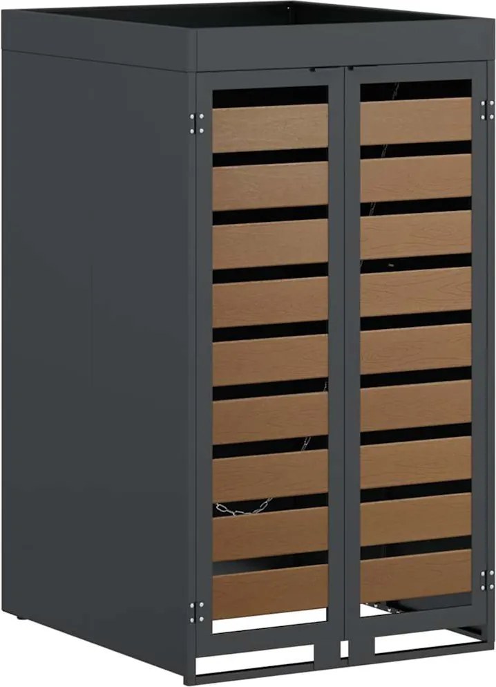 vidaXL Hulladékgyűjtő tároló virágcserép tetővel 240L-es kukához Acél