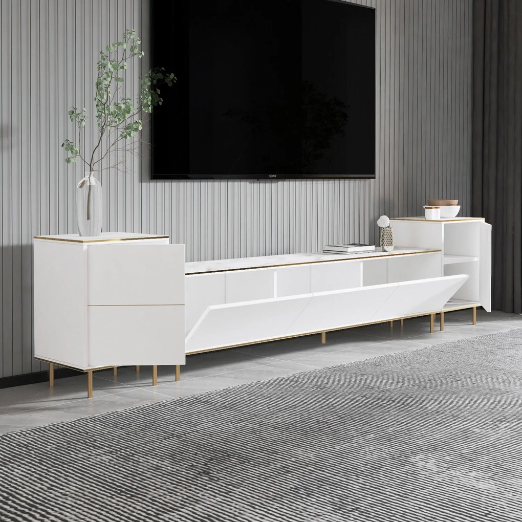 TV szekrény Imaj - Marble, White