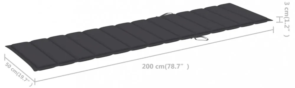 antracitszürke oxford szövet napozóágy párna 200 x 50 x 3 cm