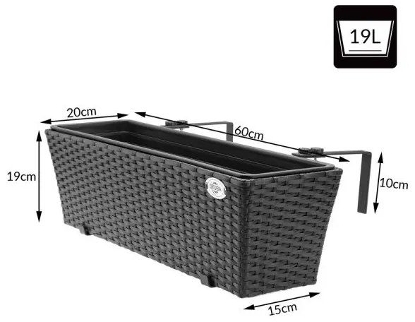 Casaria® polyrattan virágtartó fekete 2 darabos
