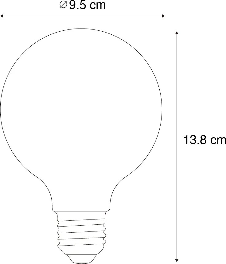 5 db-os E27 LED izzó készlet G95 átlátszó filament 3.8W 806 lm 3000K