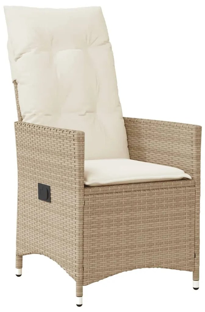 3 részes bézs polyrattan bisztrógarnitúra párnával