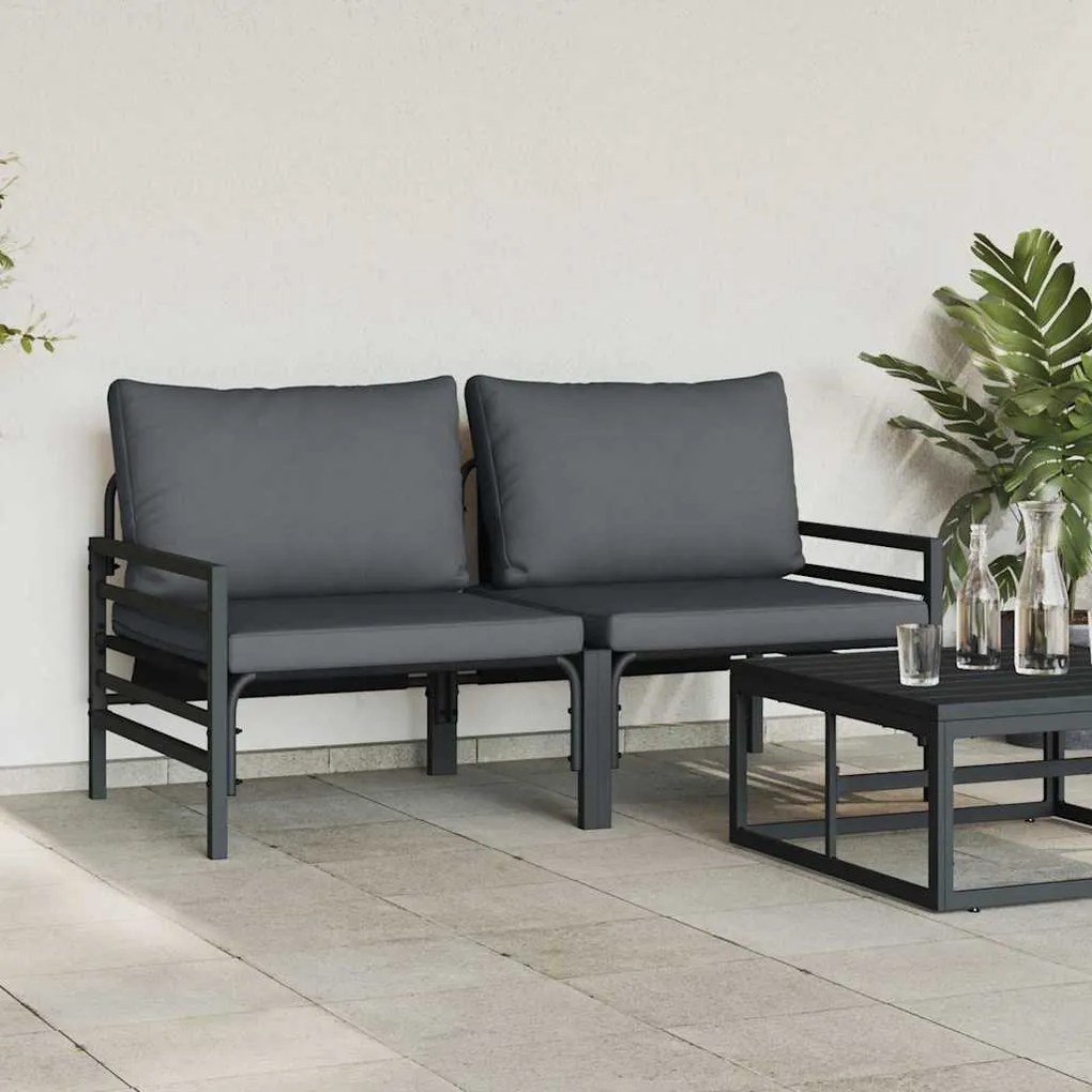 Kültéri Bútor párnával párnával 2 pcs Antracit Acél