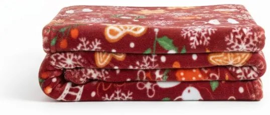 Karácsonyi mikroplüss pléd GINGERBREAD HEART, piros Méret: 160 x 200 cm