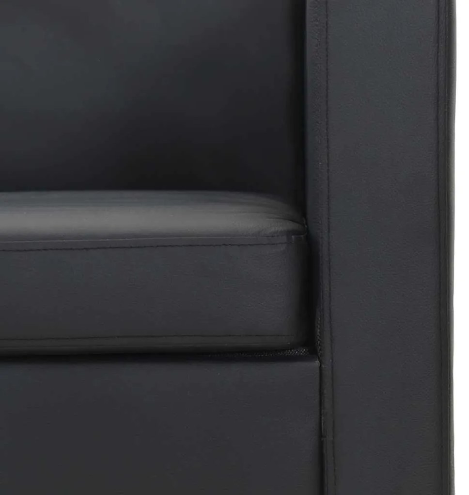 fekete 2 személyes műbőr kanapé