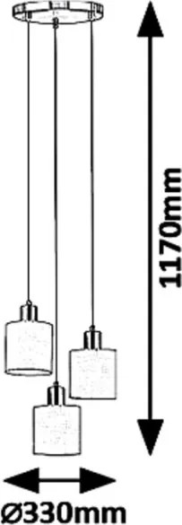 Rabalux 5012 - Csillár zsinóron NATINA 3xE14/25W/230V