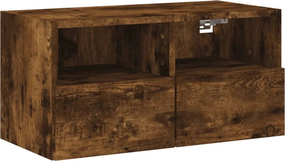 vidaXL füstös tölgy színű szerelt fa fali TV-szekrény 60 x 30 x 30 cm