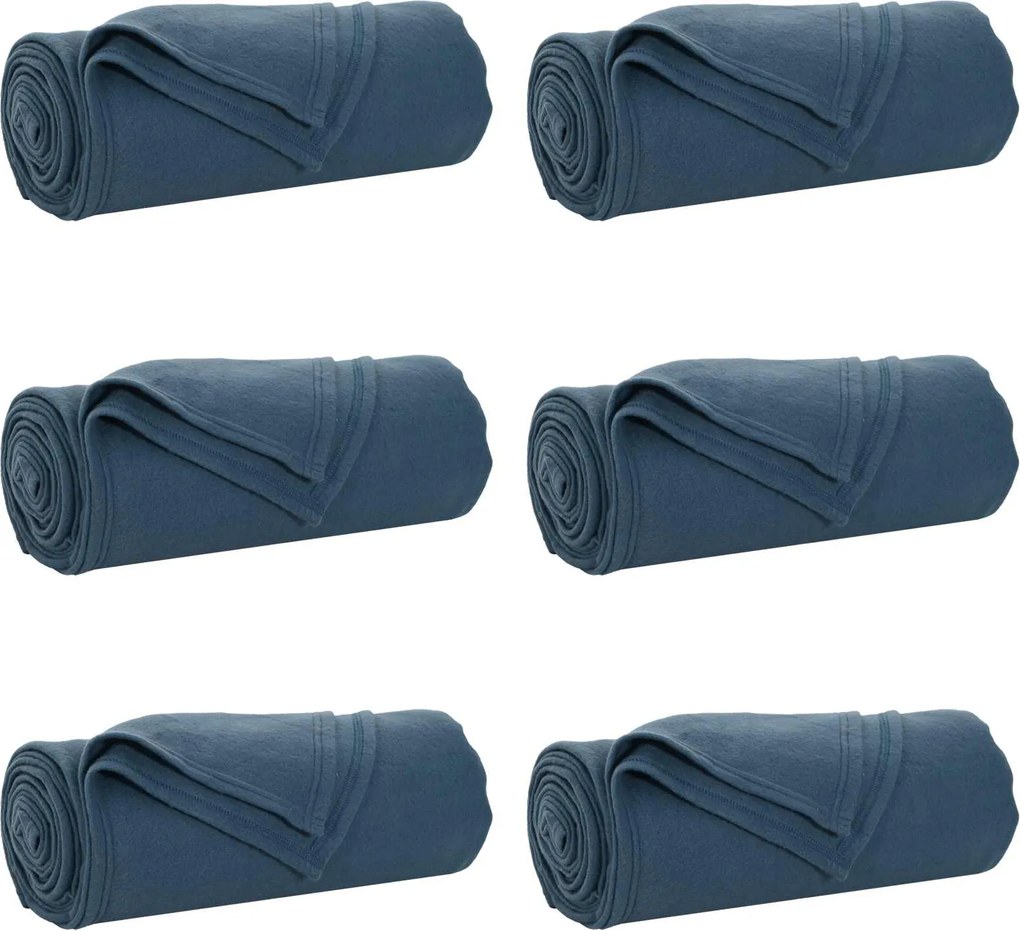 vidaXL Takarók 6 pcs Sötétkék 170 x 130 cm Gyapjú