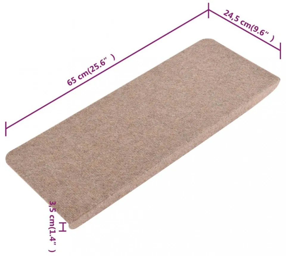 15 db bézs öntapadó lépcsőszőnyeg 65x24,5x3,5 cm