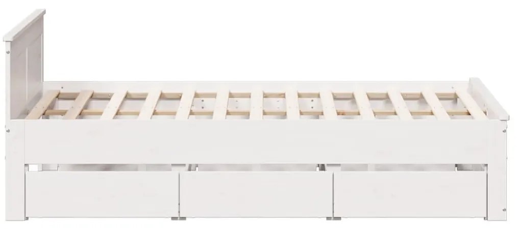 fehér tömör fenyőfa fejtámlás ágykeret matrac nélkül 150x200 cm
