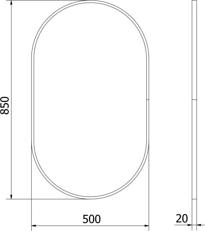 Mexen Loft ovális fürdőszobai tükör 85 x 50 cm, arany keret - 9851-085-050-000-50