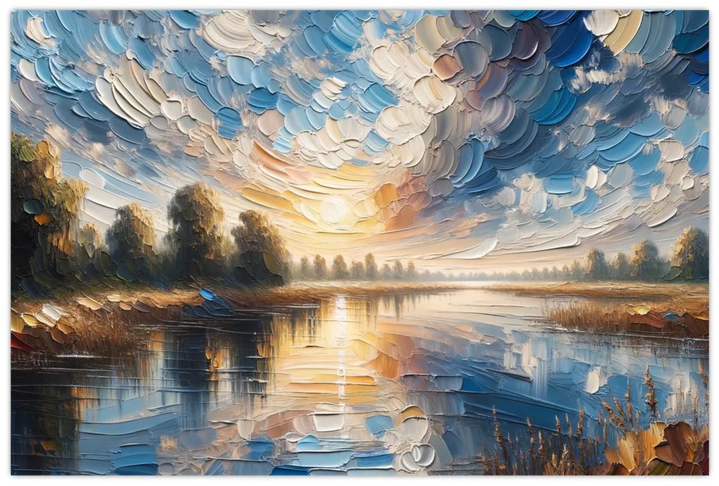 Kép - Napfestmény a víz felett (90x60 cm)