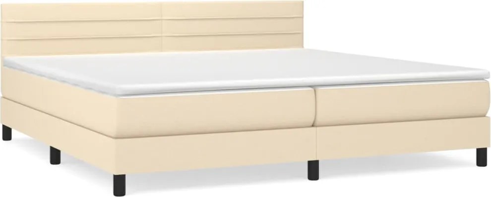 vidaXL krémszínű szövet rugós ágy matraccal 200 x 200 cm