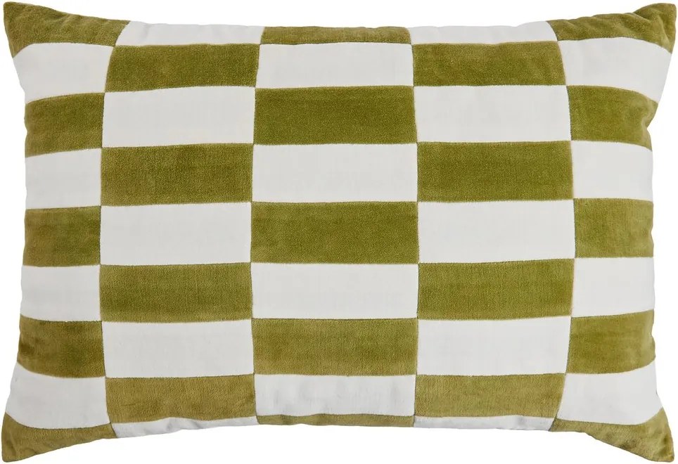 CHECKER VELVET párna 40x60cm , zöld