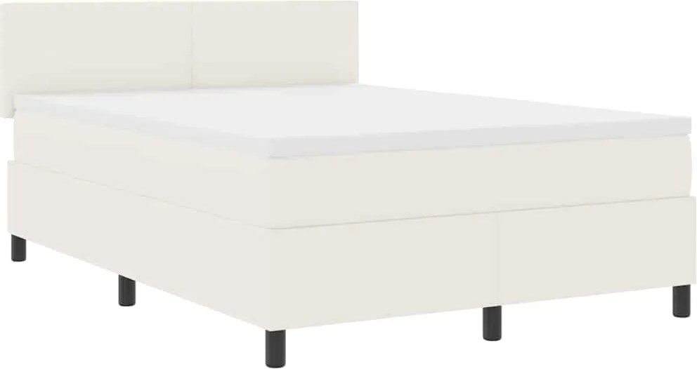 vidaXL Boxrugós ágy Krém és fehér 140 x 190 cm Bársonyos szövet