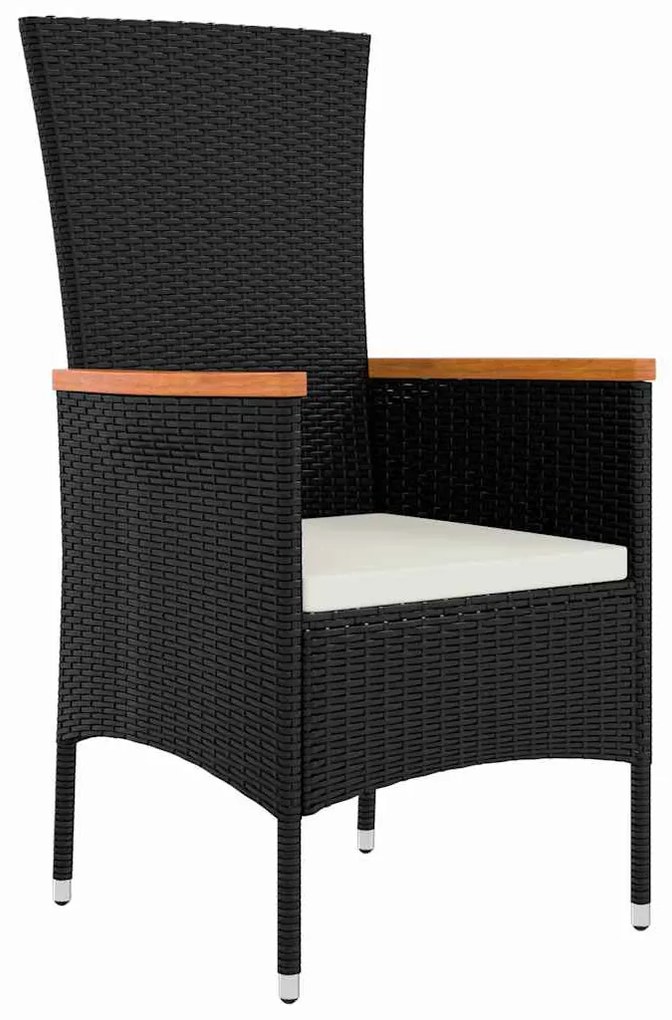 Kert étkező szett párnával 3 pcs Fekete Poli rattan