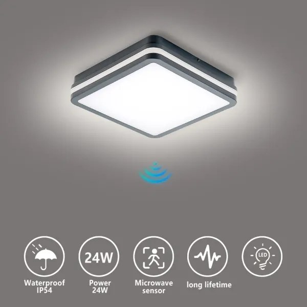 Brilagi - LED kültéri lámpatest érzékelővel BENE LED/24W/230V 26x26 cm IP54