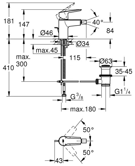 GROHE 325602432 - START bidécsaptelep, S méret, fekete