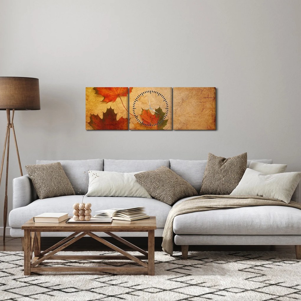 Őszi motívumú kép (órával) (90x30 cm)