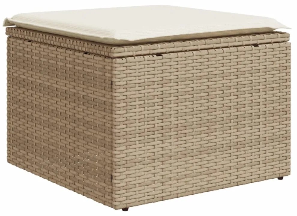 bézs polyrattan kerti szék párnával 55 x 55 x 37 cm
