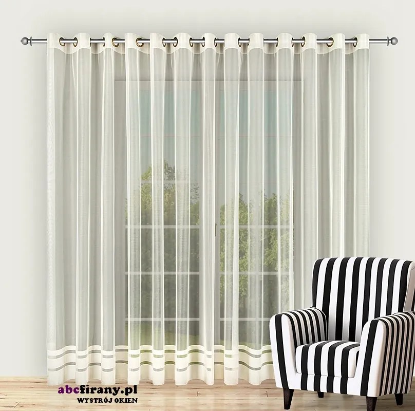 Fehér Függöny Jacquard Klasszikus Csíkos Átvezető 150x245