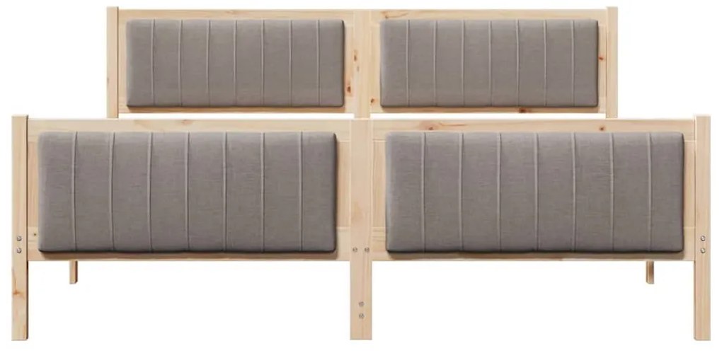 Ágykeret fejtámlával Barna és taupe 180 x 200 cm Tömör fenyőfa