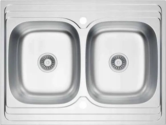 Fidelis kétmedencés inox acél mosogató 80x60 cm szifonnal