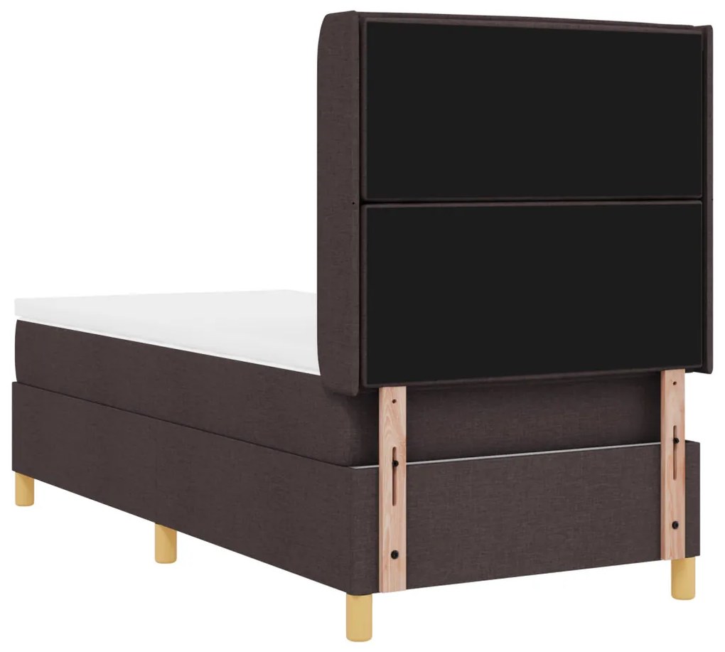 Boxspring Ágy Matrac és LED Sötétbarna 80x200 cm Szövet