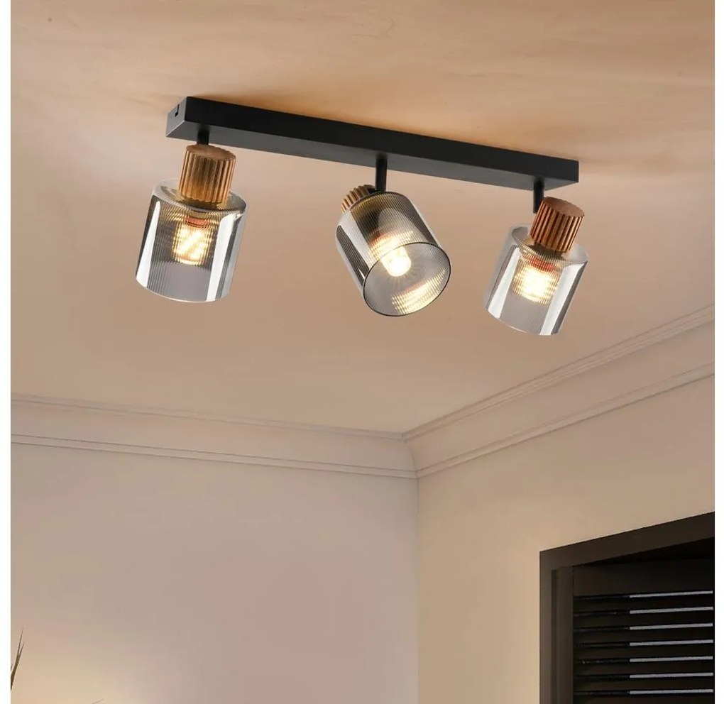 Brilagi - HYGGE spotlámpa 3xE14/15W/230V fekete/füstszínű