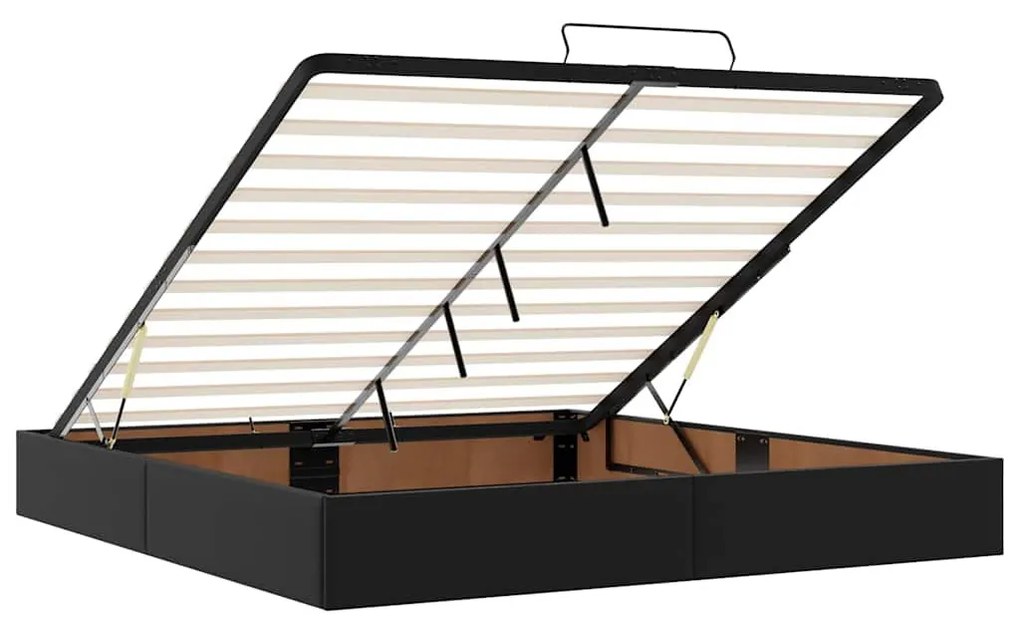 Ottomán ágykeret matrac nélkül fekete 180x200 cm műbőr