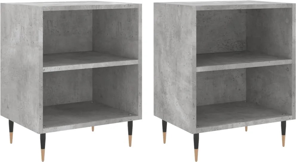 vidaXL 2 db betonszürke szerelt fa éjjeliszekrény 40x30x50 cm