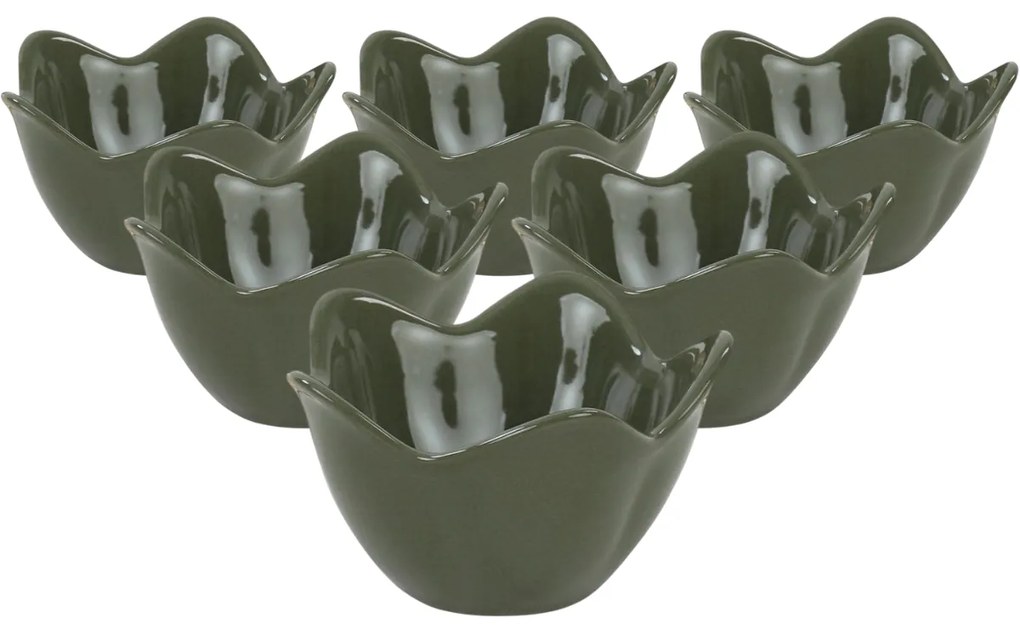 Lotus kerámia tál 6 db, 11,8 cm, zöld