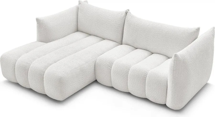 Fehér buklé sarokkanapé (bal oldali-heverő résszel) Azra – Bobochic Paris