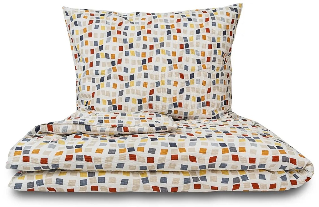 Kvalitex Krep lepedőhuzat Mozaika, 220 x 200 cm,2x 70 x 90 cm, 220 x 200 cm, 2 db 70 x 90 cm