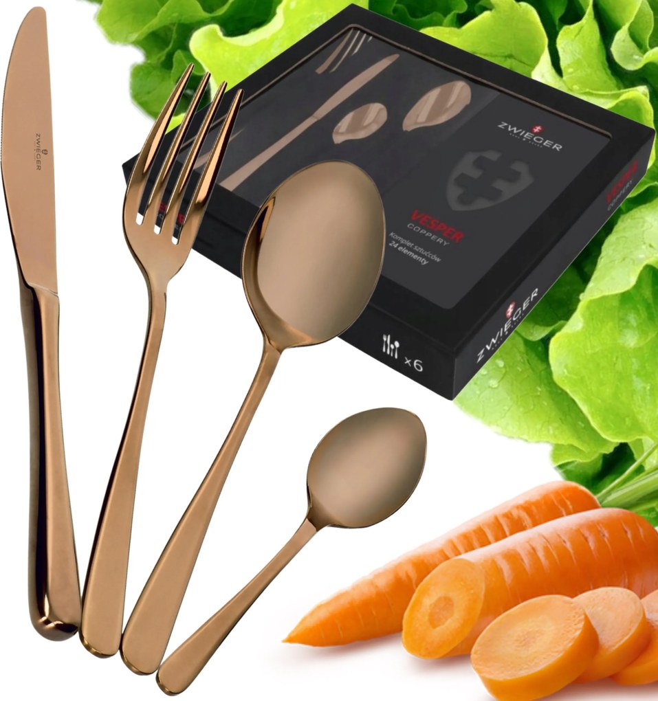 24 Darabos Étkészlet 6 Személyre, Fényes, Étkészlet Készlet Dobozban Zwieger Vesper Sláger