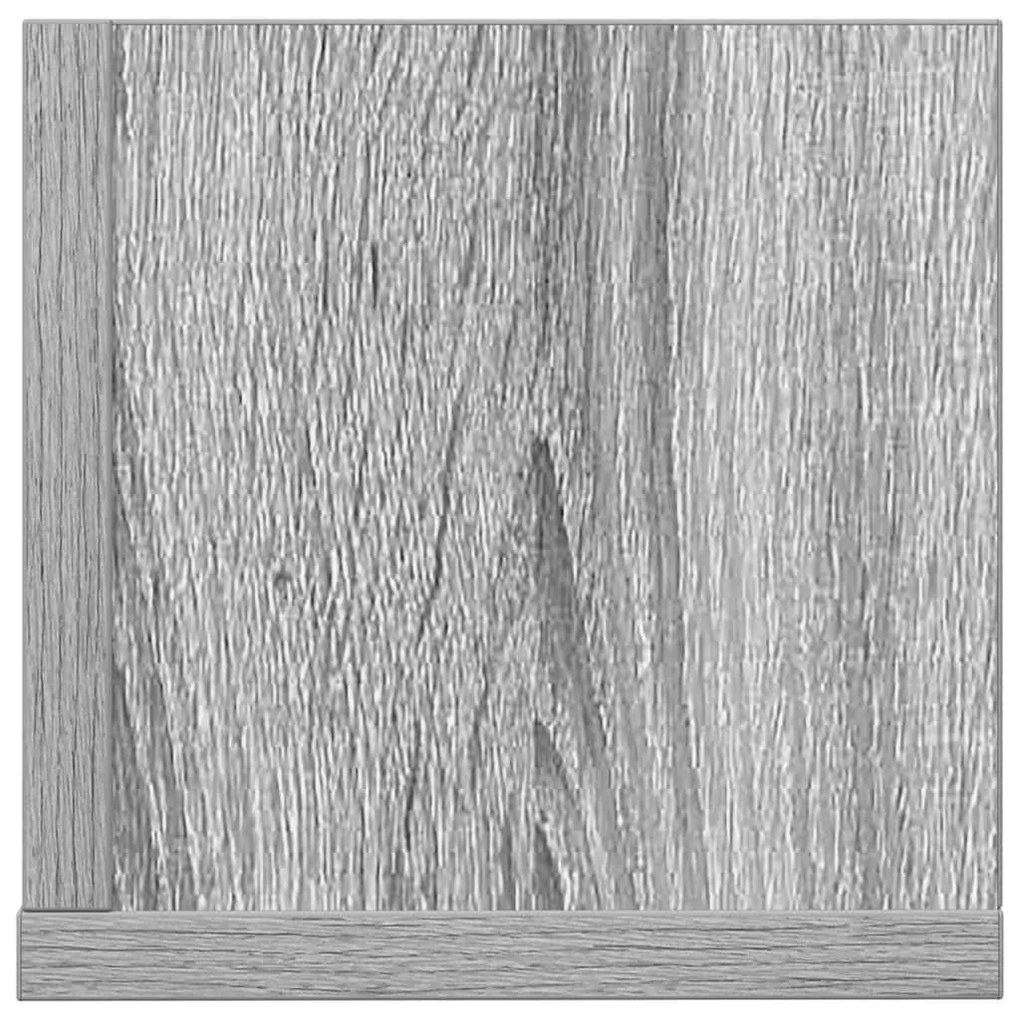 2 db szürke sonoma színű szerelt fa fali polc 75x16,5x16,5 cm