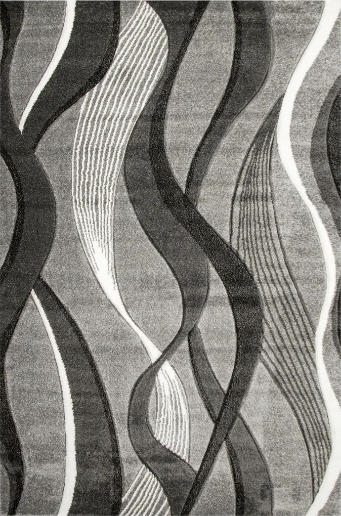 Sűrű Elegáns Szalag Szürke Fekete Vonalak Nappaliba Amelia 140x190 cm