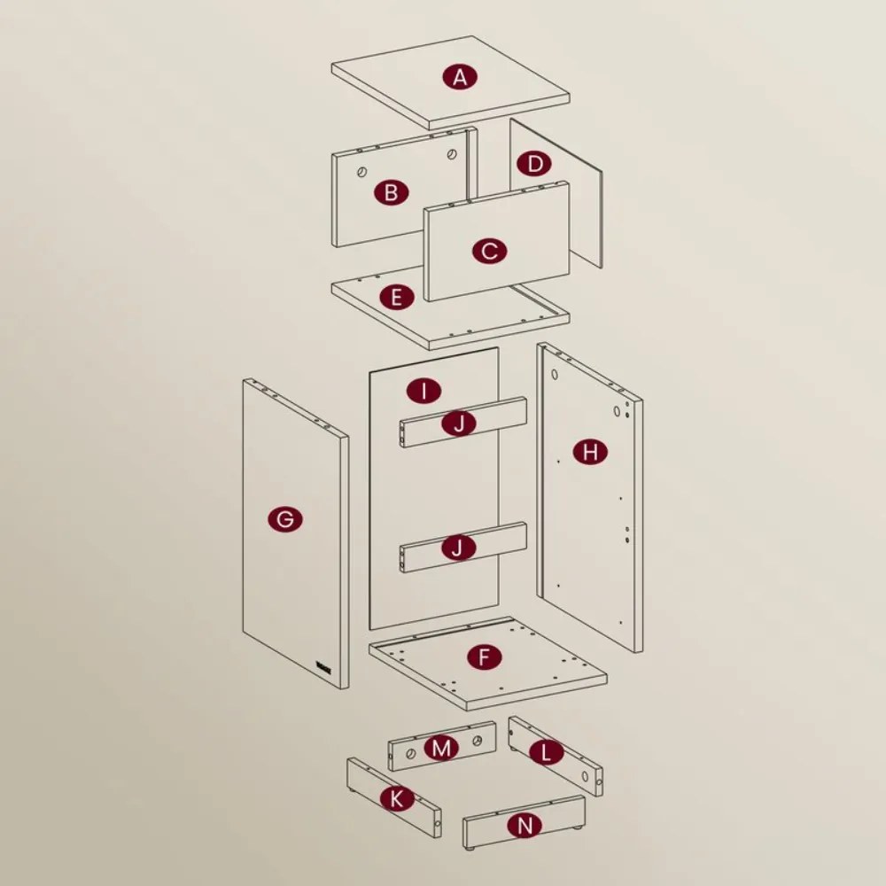 ROBIN éjjeliszekrény, 30x25x65cm, fehér/bézs Vasagle