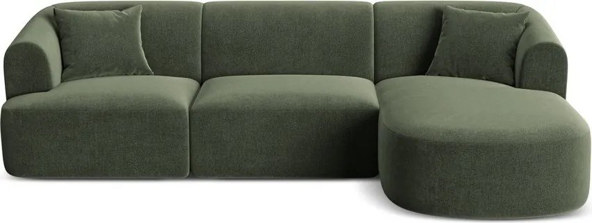 Zöld bársony sarokkanapé (jobb oldali-heverő résszel) Campi – Cosmopolitan Design