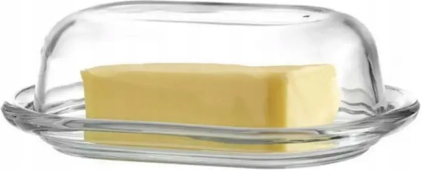 Vajtakaró 19x13 CM Üveg Fedővel, Üveg Vajtakaró