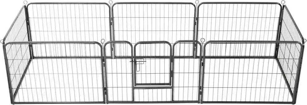 vidaXL fekete színű acél kutyakennel 8 panelből 60 x 80 cm