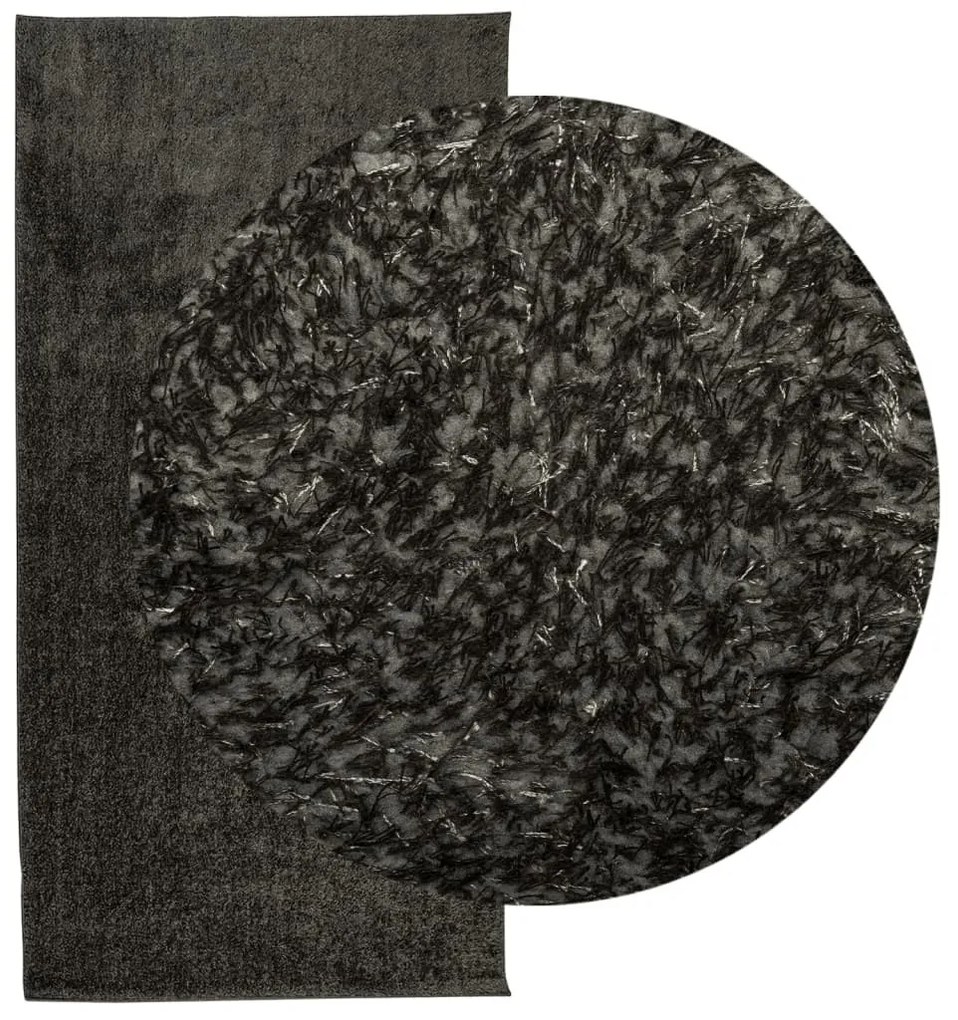 ISTAN antracitszürke hosszú szálú fényes szőnyeg 100 x 200 cm
