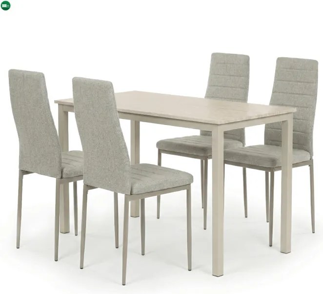 4 személyes étkezőszett szürke székekkel, krémszínű asztallal, asztal méret: 110x70x75cm, ASE-1039 CRM2