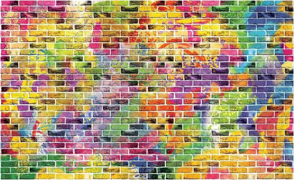 Fotótapéta Tégla fal színes loft pop-art grunge 254x184 +ragasztó