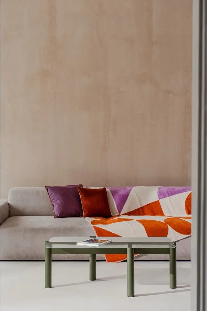 Zöld dohányzóasztal üveg asztallappal 55x105 cm Kob – noo.ma