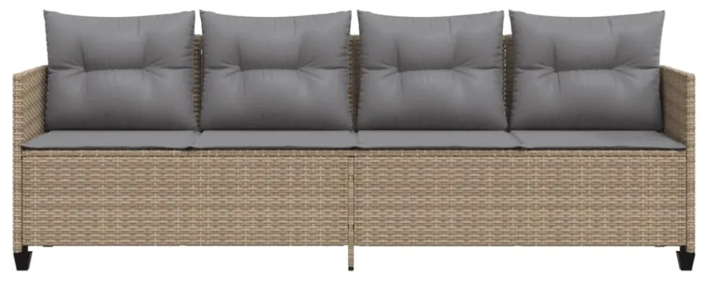 bézs polyrattan napozóágy párnával