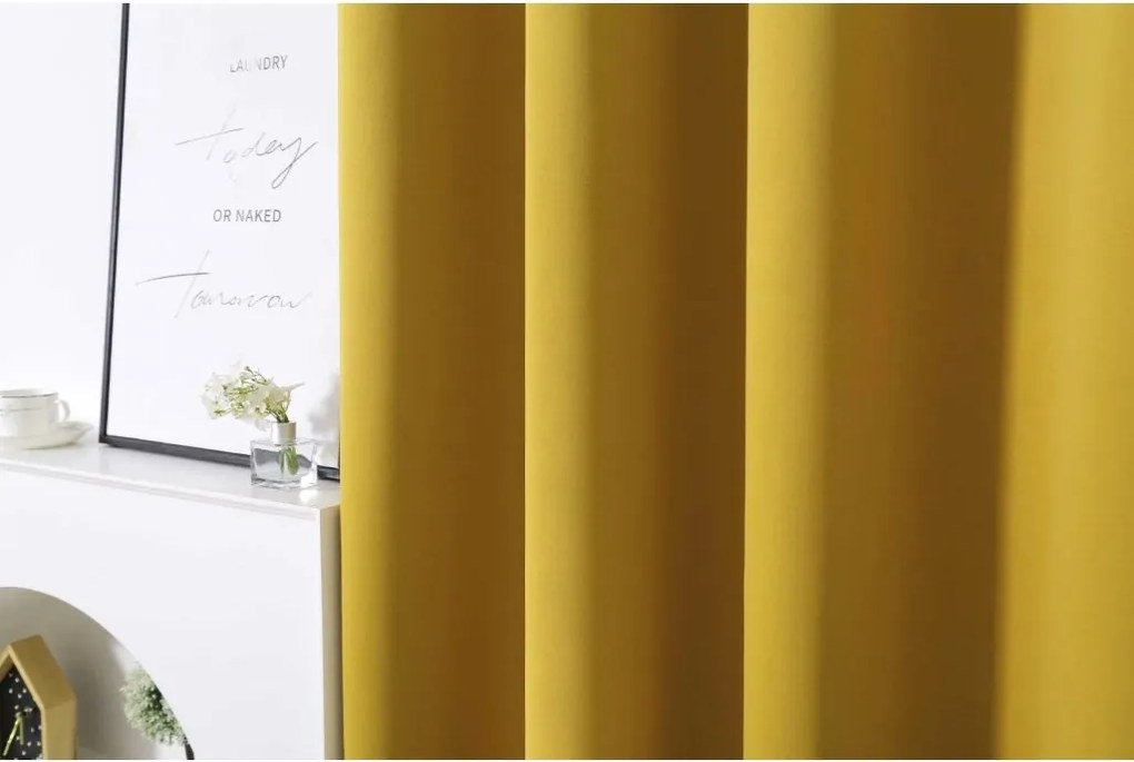 Sárga OXFORD függöny 140x250 cm Felfüggesztés: Fém gyűrűk