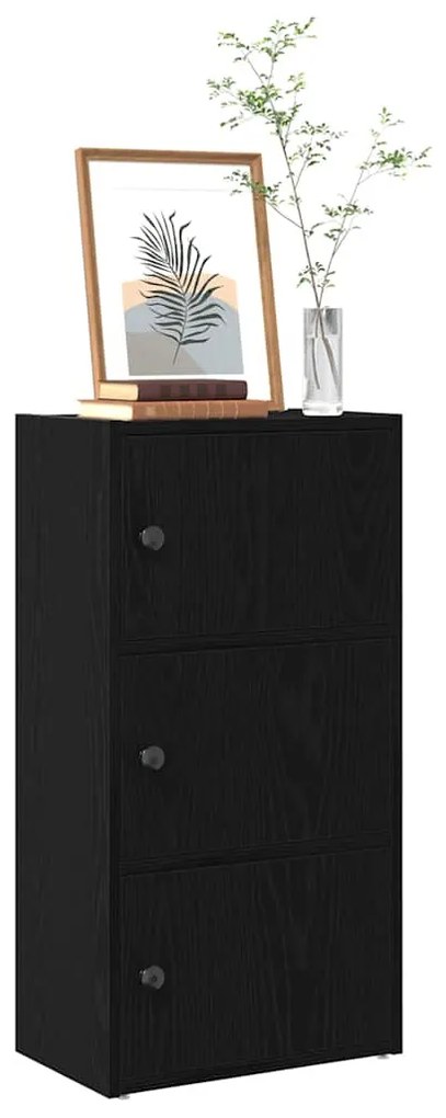 Könyvespolc fekete tölgy 40x24x77 cm Gépesített fa