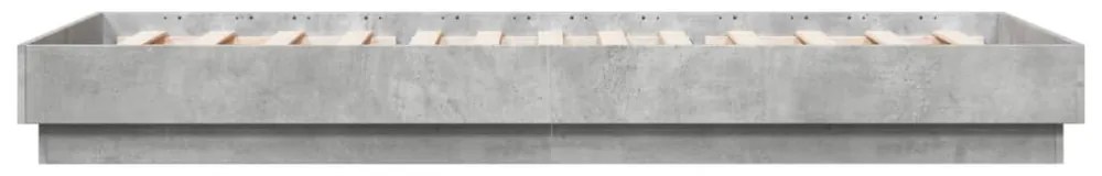 betonszürke ágykeret LED-világítással 100x200 cm
